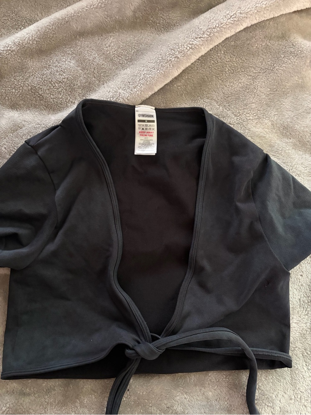 Gymshark Black Tie-Front Crop Top
